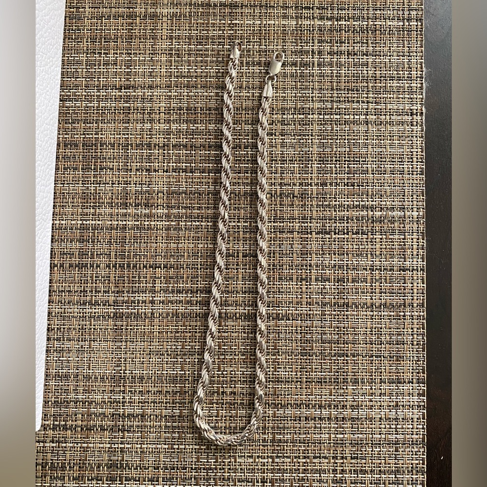 Sterling Silver Men's Rope Chain Necklace - Silver - Picture 12 of 16